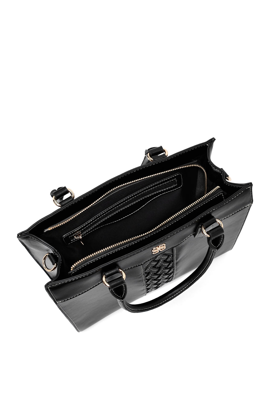 Women's Black Long Strap Patterned Handbag