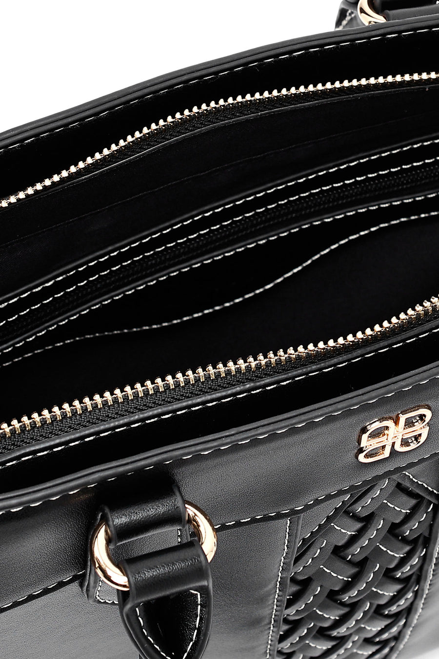 Women's Black Long Strap Patterned Handbag