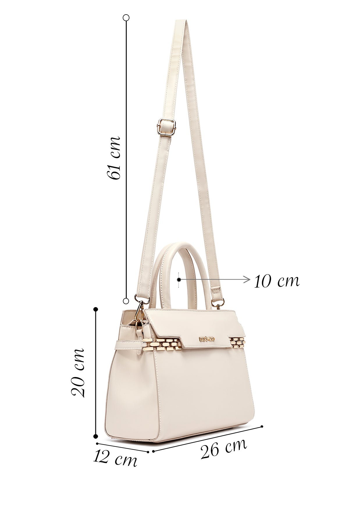 Kadın Bej Uzun Askılı Zincir Detaylı Kol Çantası