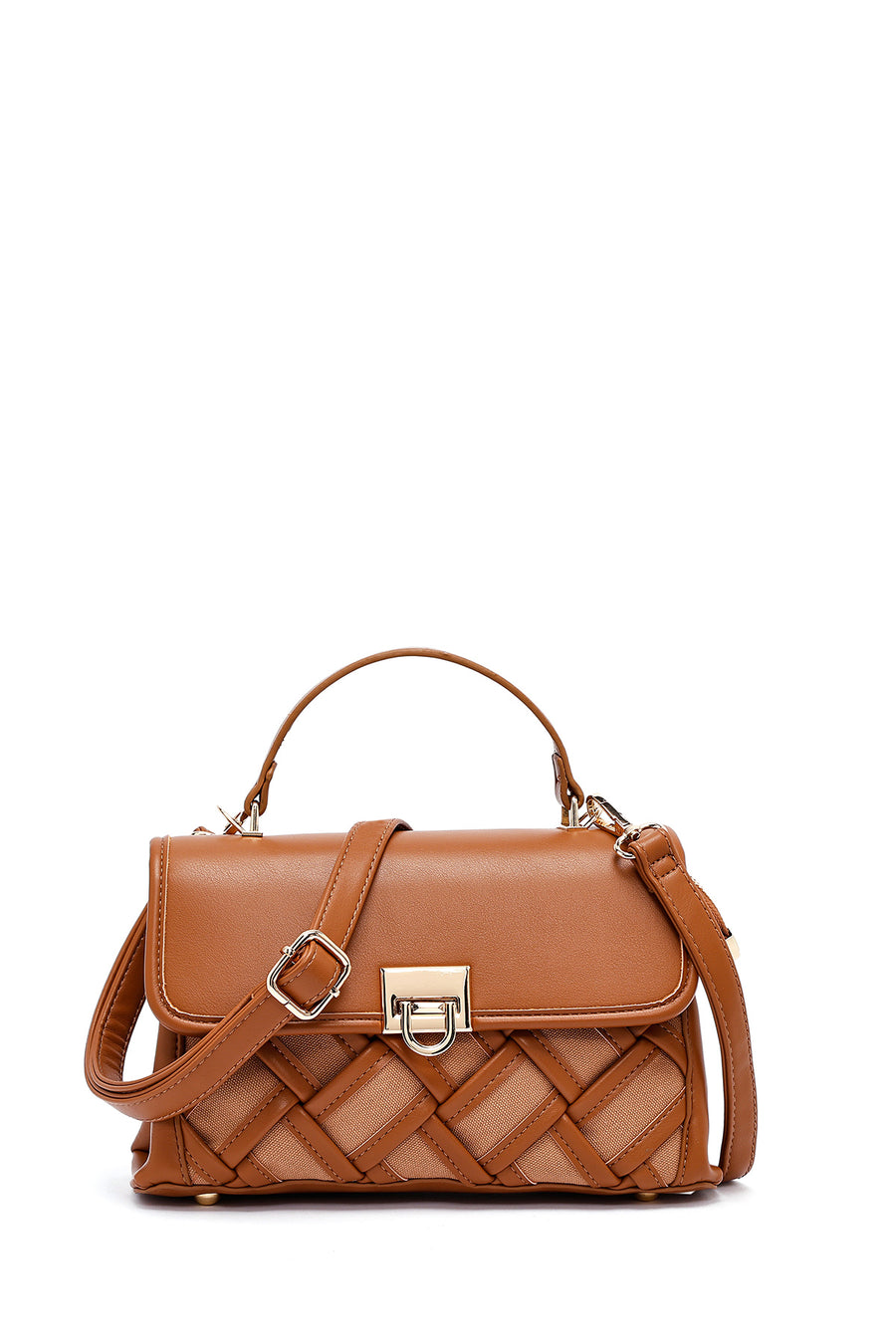 Women's Brown Long Strap Patterned Handbag 25SBD26446F | Derimod