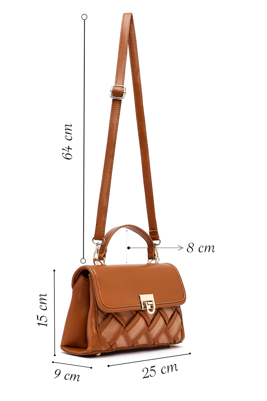 Women's Brown Long Strap Patterned Handbag