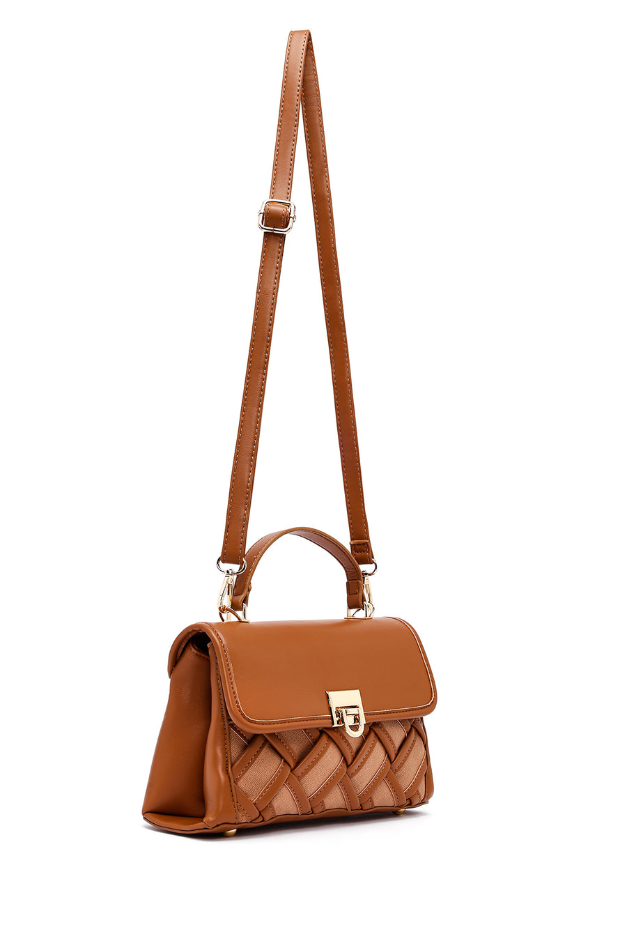 Women's Brown Long Strap Patterned Handbag