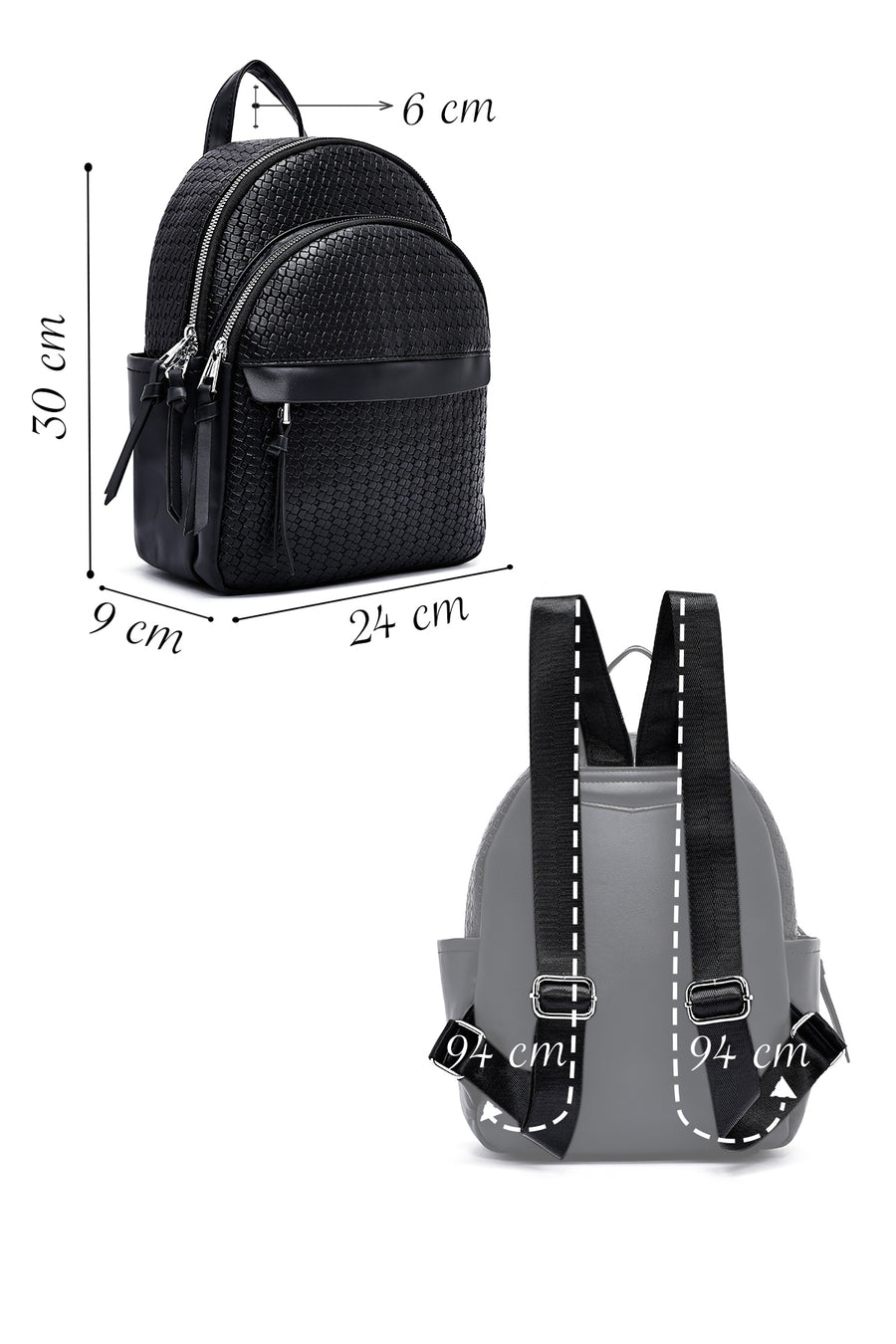 Women's Black Printed Backpack