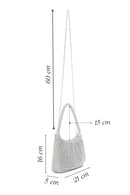 Kadın Gümüş Uzun Zincir Askılı Taşlı Mini Abiye Kol Çantası | Derimod