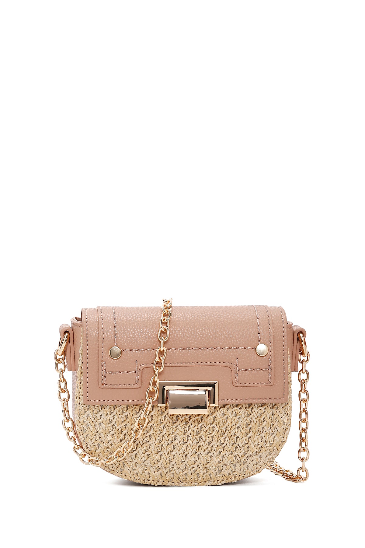 Kadın Pembe Uzun Askılı Örgülü Mini Çapraz Çanta 25SBD2710M7 | Derimod