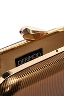 Kadın Bronz Uzun Askılı Metalik Mini Portföy Abiye Çantası | Derimod