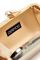 Women's Gold Long Strap Metallic Mini Clutch Evening Bag | Derimod