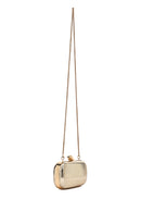 Women's Gold Long Strap Metallic Mini Clutch Evening Bag | Derimod