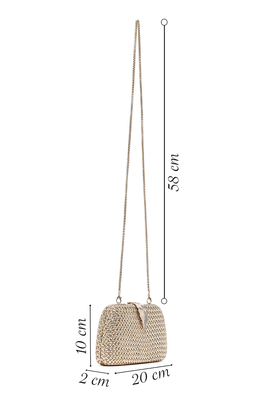 Women's Gold Long Chain Strap Mini Metallic Evening Box Bag