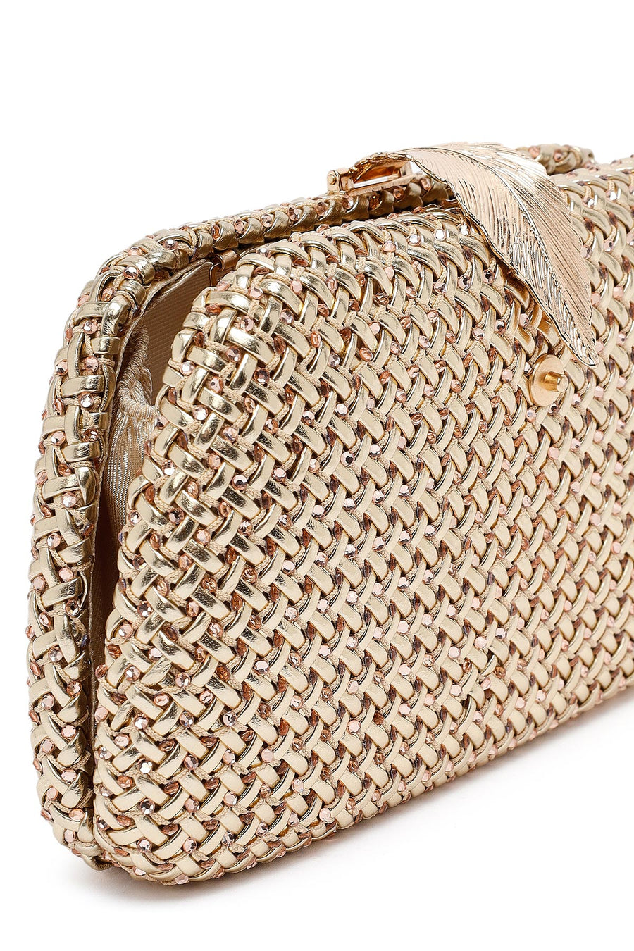 Women's Gold Long Chain Strap Mini Metallic Evening Box Bag