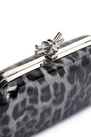 Kadın Siyah Leopar Desenli Uzun Zincir Asklı Mini Kutu Abiye Çanta | Derimod