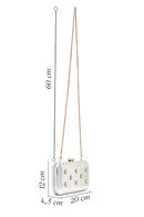 Kadın Gümüş Uzun Zincir Askılı Taşlı Metalik Mini Abiye Kutu Çanta | Derimod