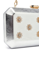 Kadın Gümüş Uzun Zincir Askılı Taşlı Metalik Mini Abiye Kutu Çanta | Derimod