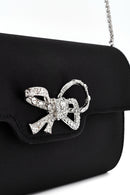 Kadın Siyah Taşlı Uzun Zincir Askılı Abiye Kutu Çanta | Derimod