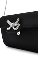 Kadın Siyah Taşlı Uzun Zincir Askılı Abiye Kutu Çanta | Derimod