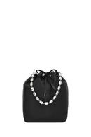 Kadın Siyah Taşlı Kumaş Omuz Çantası | Derimod