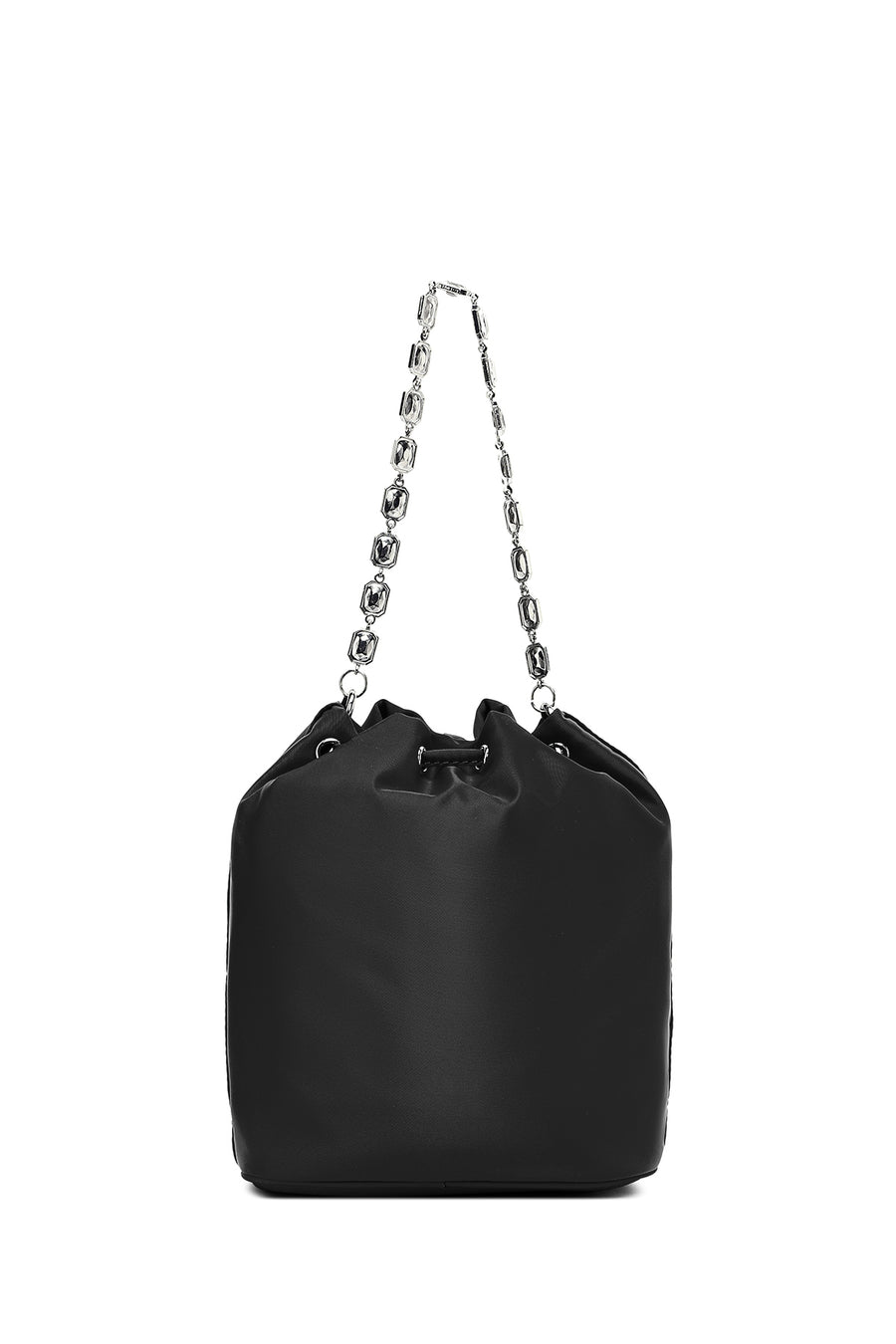 Women's Black Stone Fabric Shoulder Bag