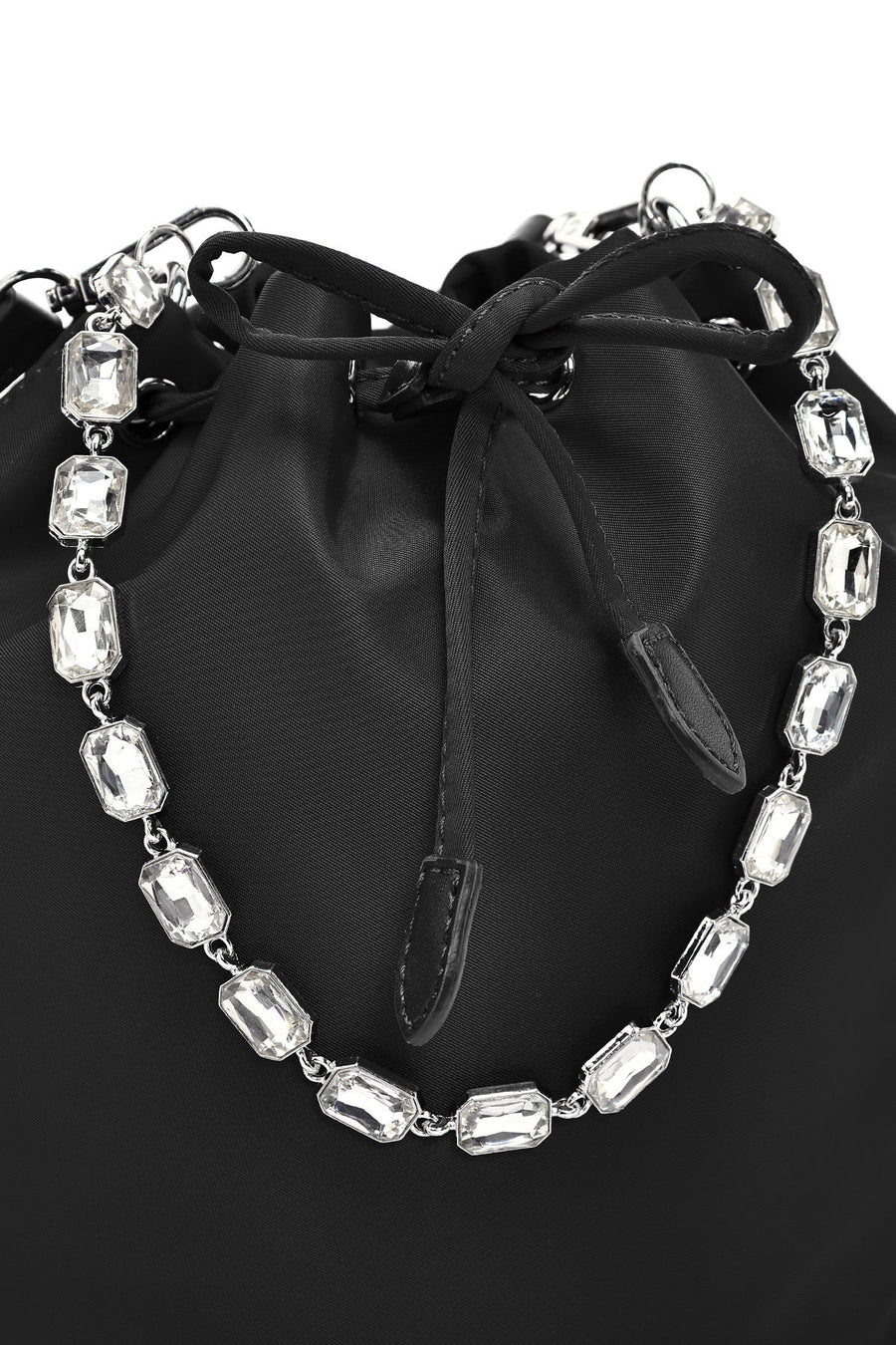 Women's Black Stone Fabric Shoulder Bag
