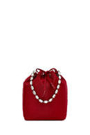 Kadın Kırmızı Taşlı Kumaş Omuz Çantası | Derimod