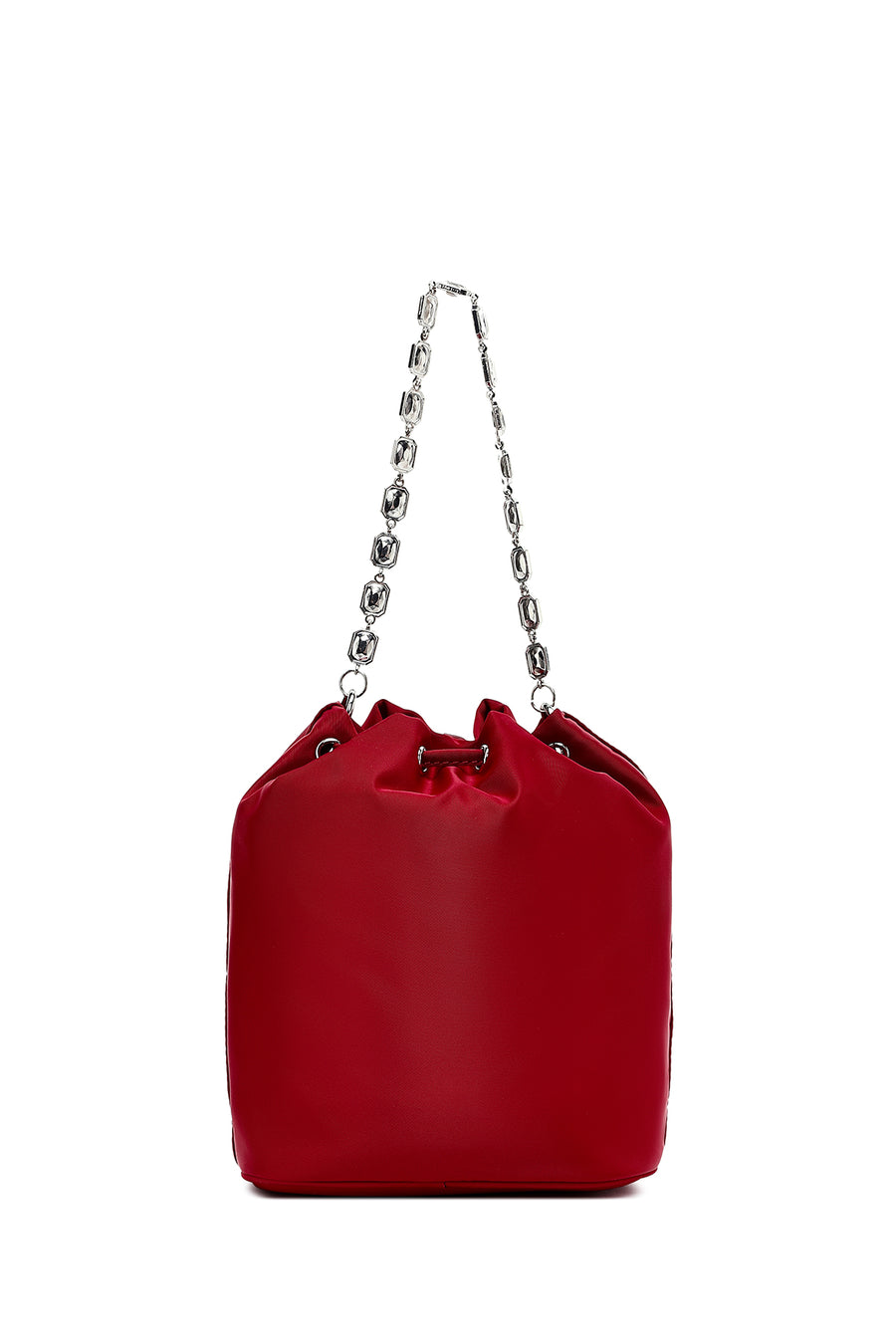 Women's Red Stone Fabric Shoulder Bag