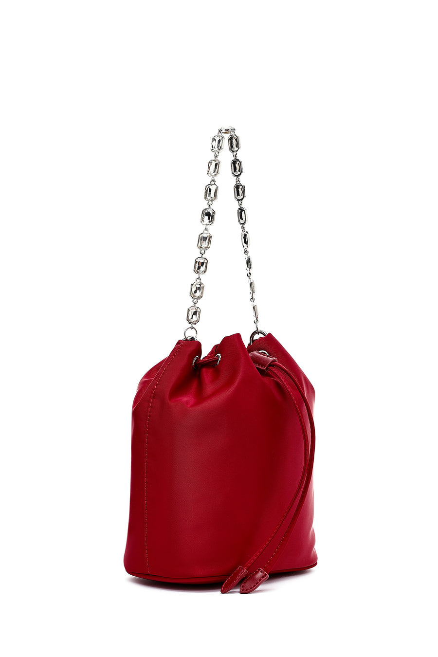 Women's Red Stone Fabric Shoulder Bag