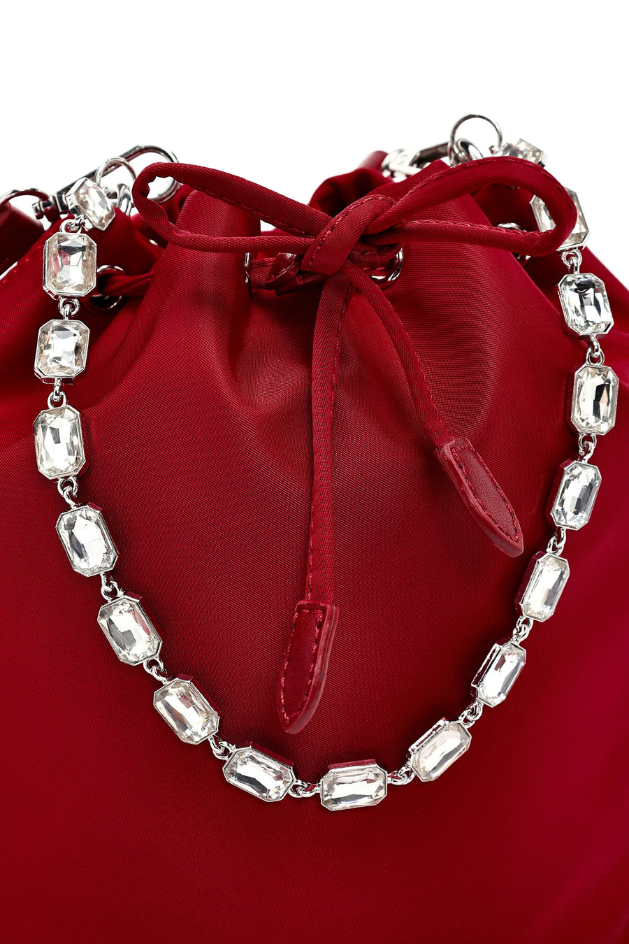 Women's Red Stone Fabric Shoulder Bag