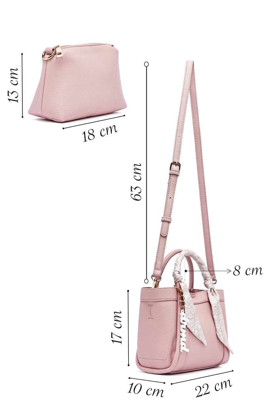 Women's Pink Long Strap Accessorized Shoulder Bag