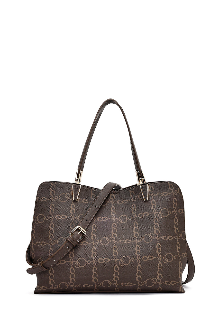Women's Brown Long Strap Printed Shoulder Bag 25SBD277526 | Derimod