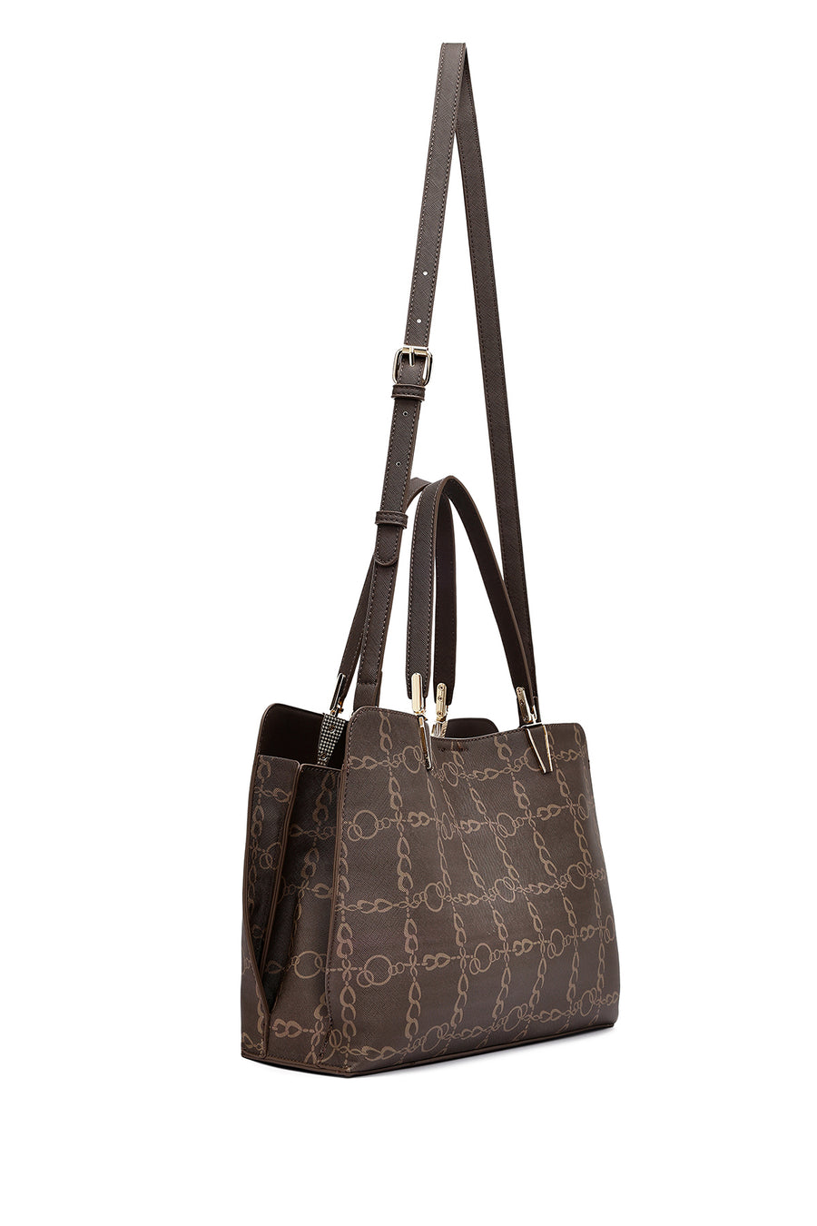 Women's Brown Long Strap Printed Shoulder Bag