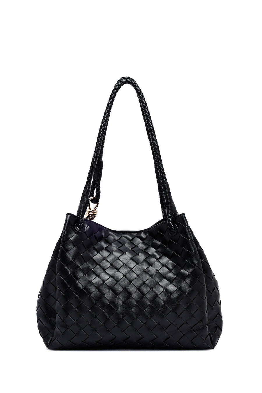 Women's Black Braided Shoulder Bag