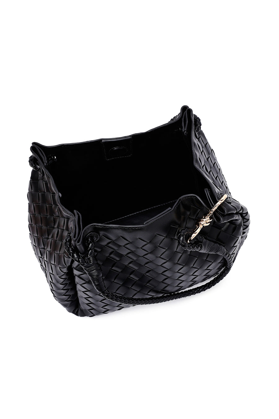 Women's Black Braided Shoulder Bag
