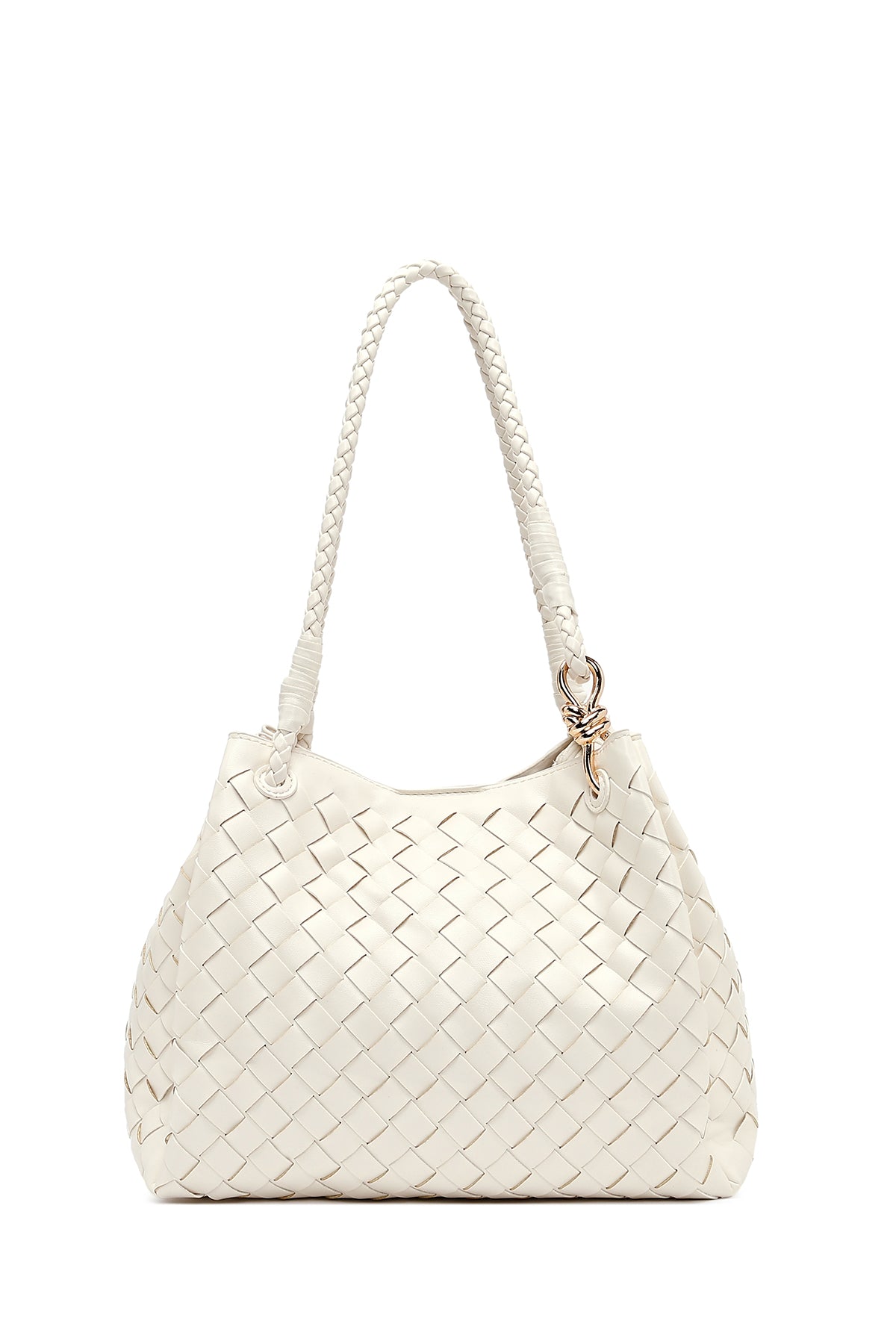 Kadın Krem Örgülü Omuz Çantası