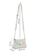 Kadın Mavi Metalik Rugan Mini Çapraz Çanta | Derimod