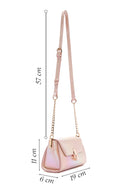 Women's Pink Metallic Patent Leather Mini Crossbody Bag | Derimod