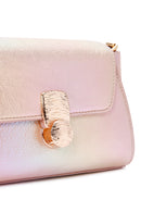 Women's Pink Metallic Patent Leather Mini Crossbody Bag | Derimod