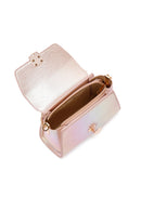 Women's Pink Metallic Patent Leather Mini Crossbody Bag | Derimod