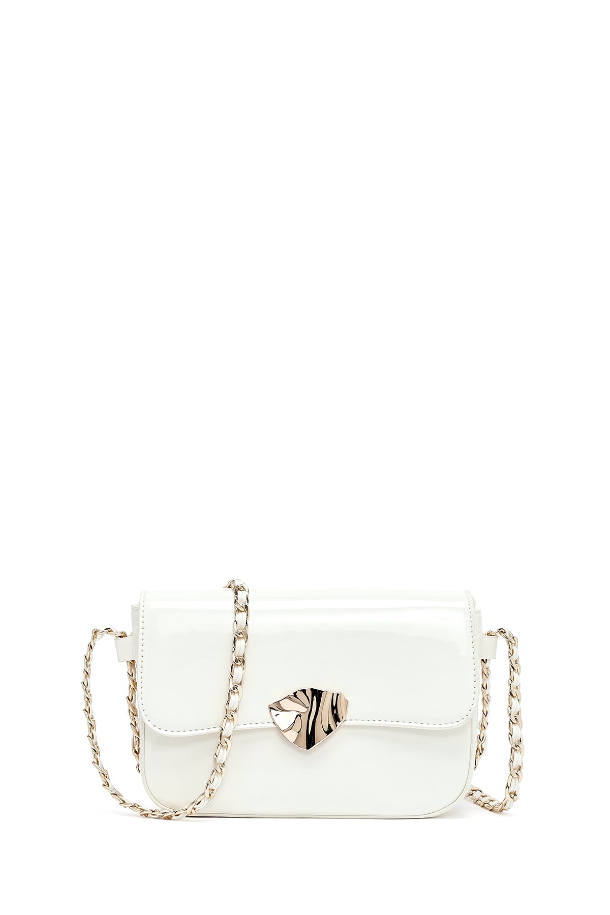 Kadın Beyaz Uzun Askılı Rugan Çapraz Çanta 25SBD280316 | Derimod