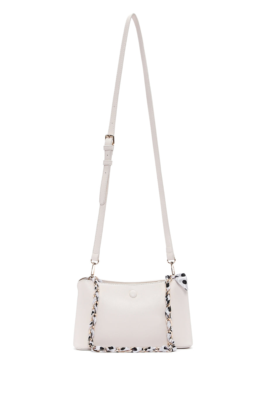 Woman Cream Long Strap Shoulder Bag