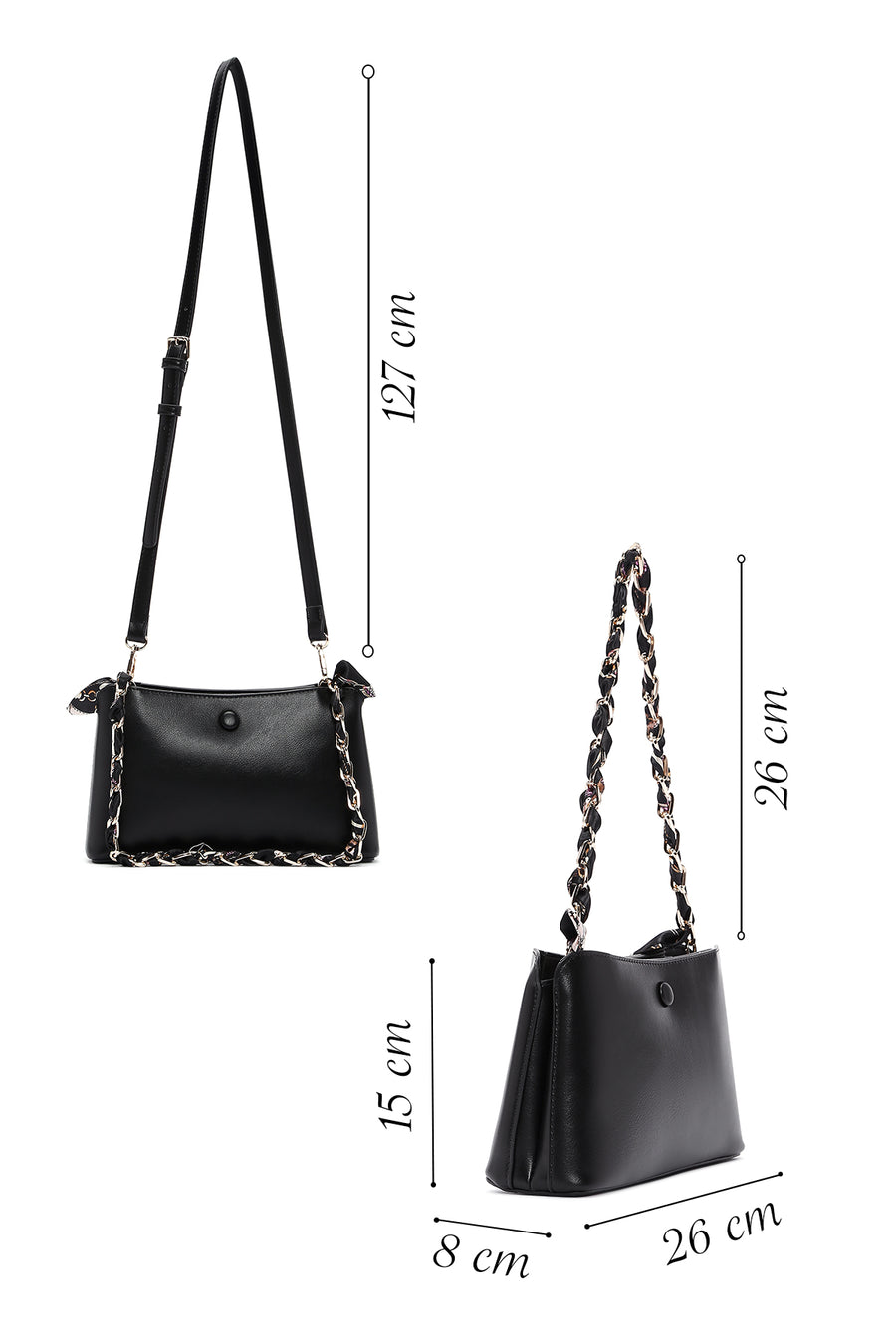 Women's Black Long Strap Shoulder Bag