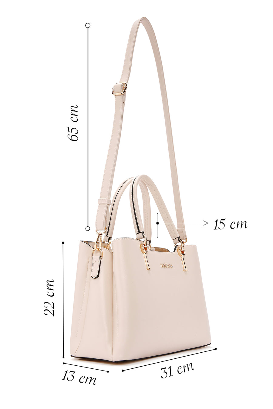 Women's Cream Long Strap Classic Handbag