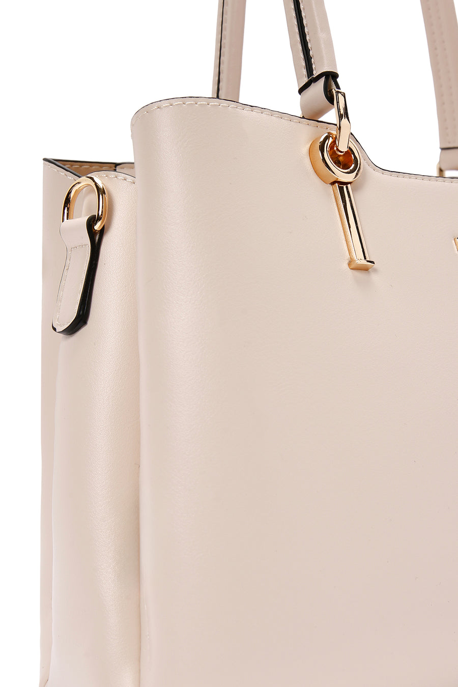 Women's Cream Long Strap Classic Handbag