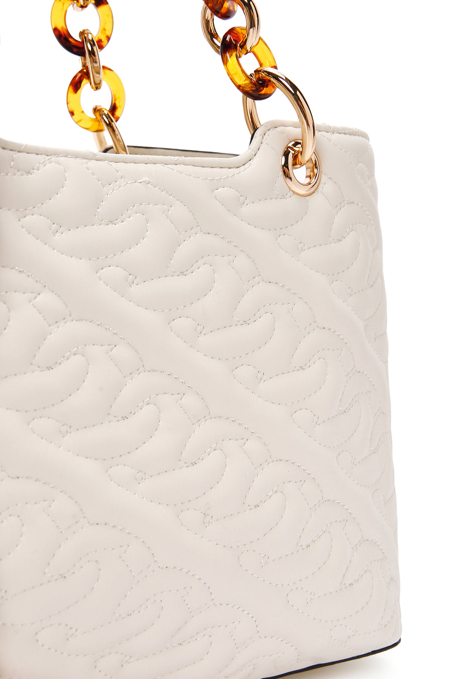 Women's Cream Long Strap Quilted Classic Handbag