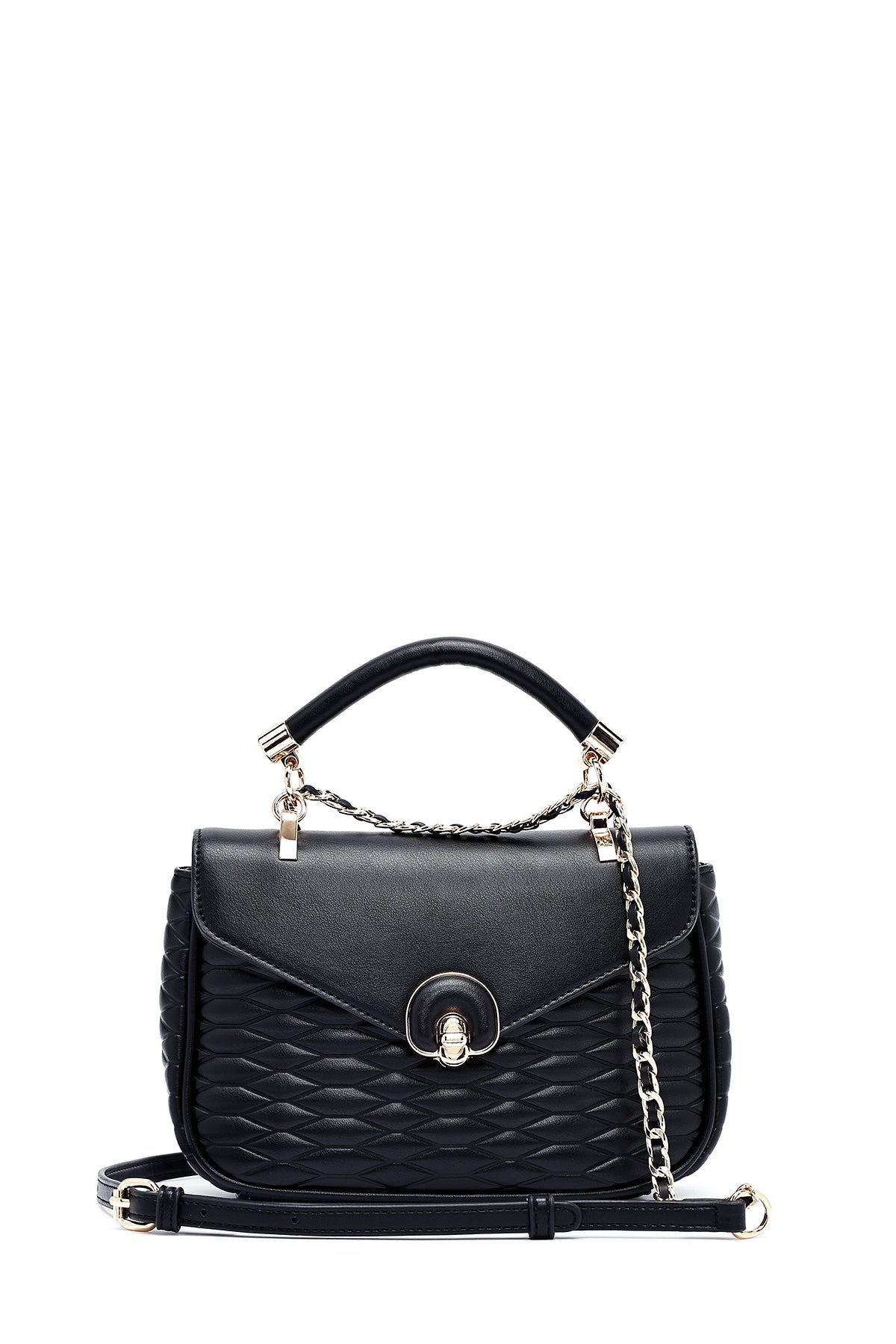 Women's Black Long Strap Quilted Crossbody Bag 25SBD2841KP | Derimod