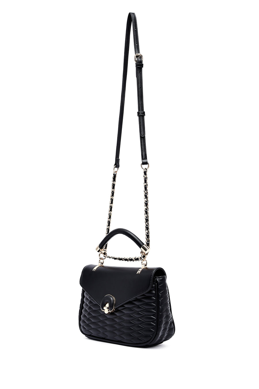 Women's Black Long Strap Quilted Crossbody Bag