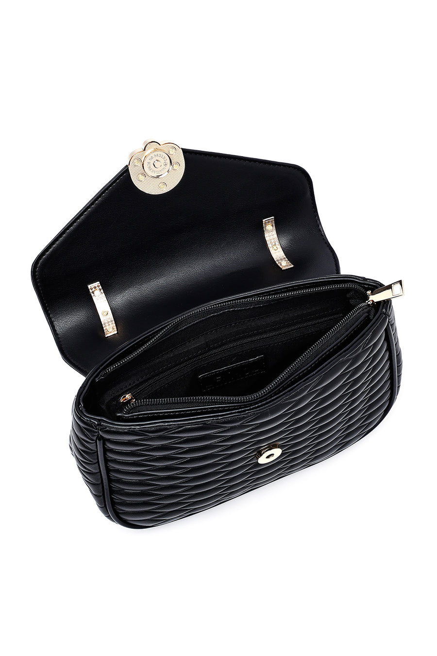Women's Black Long Strap Quilted Crossbody Bag
