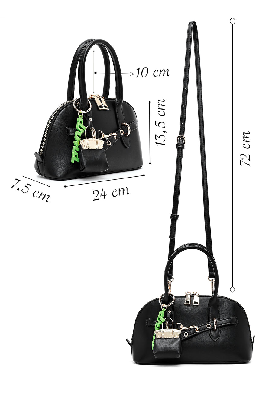 Women's Black Long Strap Accessory Mini Handbag