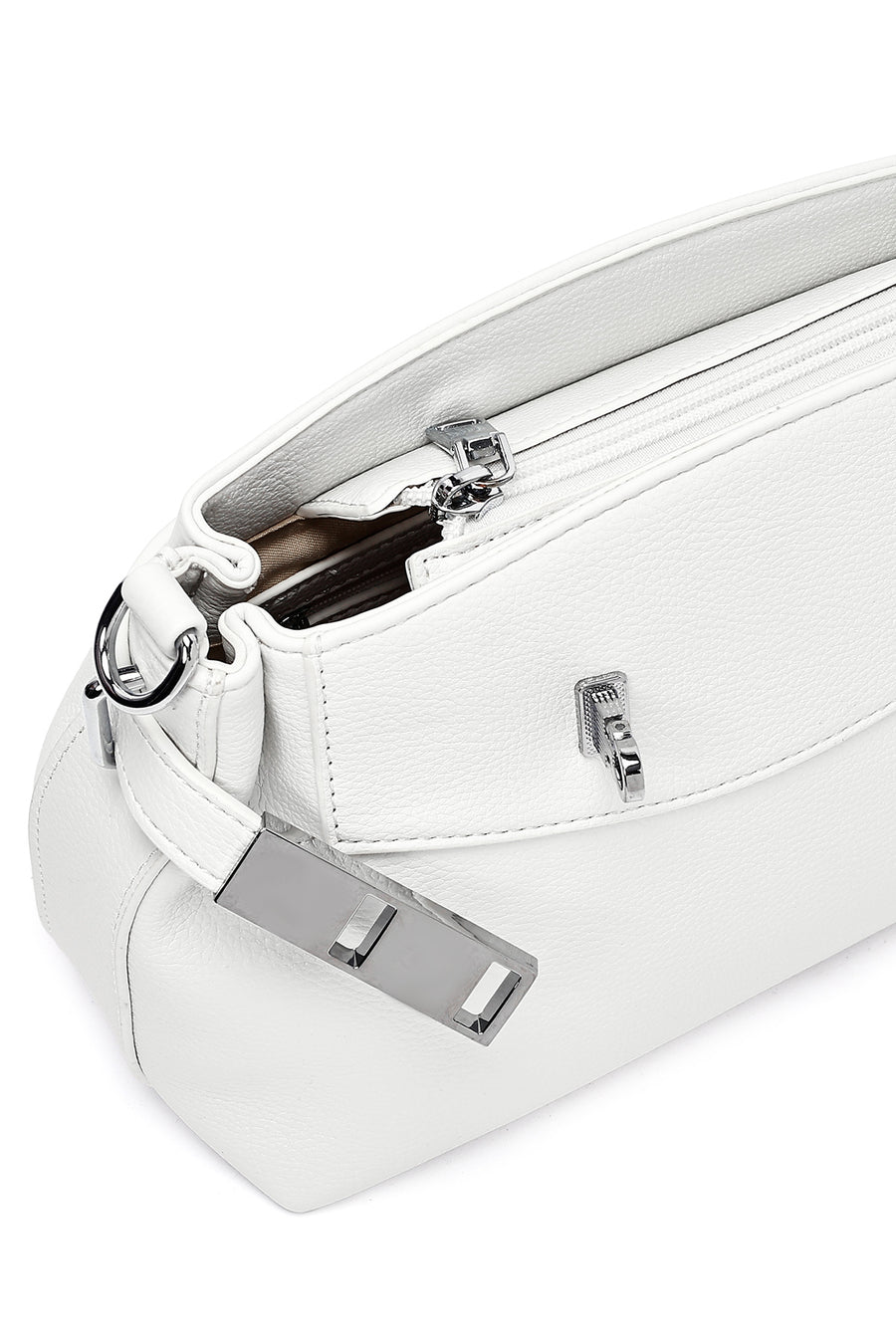 Women's White Long Strap Crossbody Bag