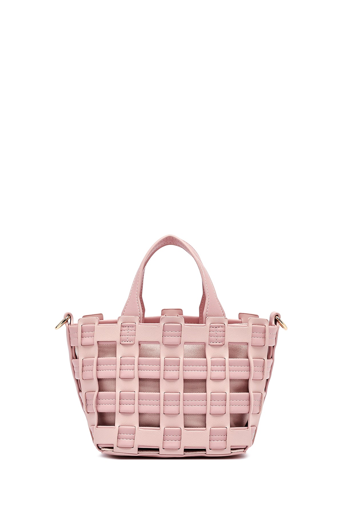 Kadın Pembe Uzun Askılı Örgü Kol Çantası