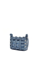 Kadın Mavi Uzun Askılı Örgü Çapraz Çanta | Derimod