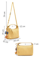 Kadın Sarı Uzun Askılı Aksesuar Detaylı Baskılı Kol Çantası | Derimod